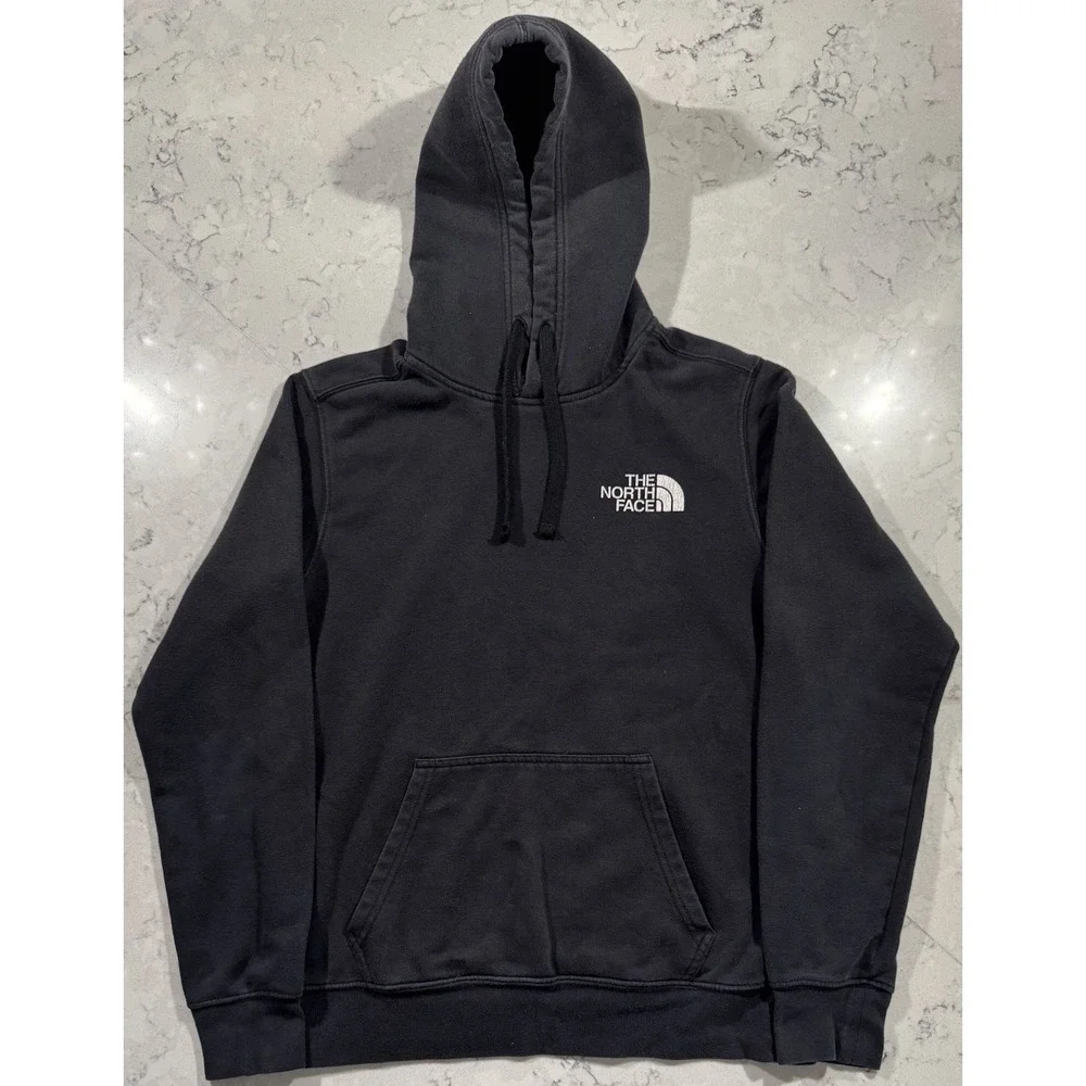 The North Face Hoodie Mens Small Black Graphic Outdoor Hiking Casual Sweatshirt